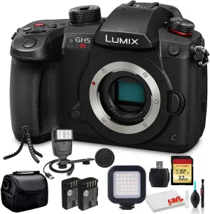 Panasonic Lumix DC-GH5S Mirrorless Digital Camera (DC-GH5S) - Bundle - with Sony 32GB Tough SD Card   LED Video Light   Digital Flash   DMW-BLF19 Battery   Soft Bag   12 Inch Flexible Tripod   More