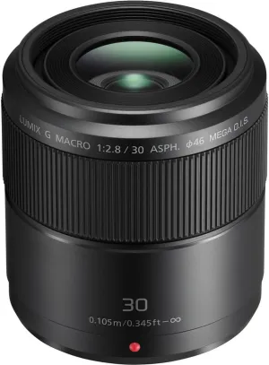 Panasonic LUMIX G MACRO LENS, 30MM, F2.8 ASPH, MIRRORLESS MICRO FOUR THIRDS, MEGA OPTICAL I.S, H-HS030 (USA BLACK)