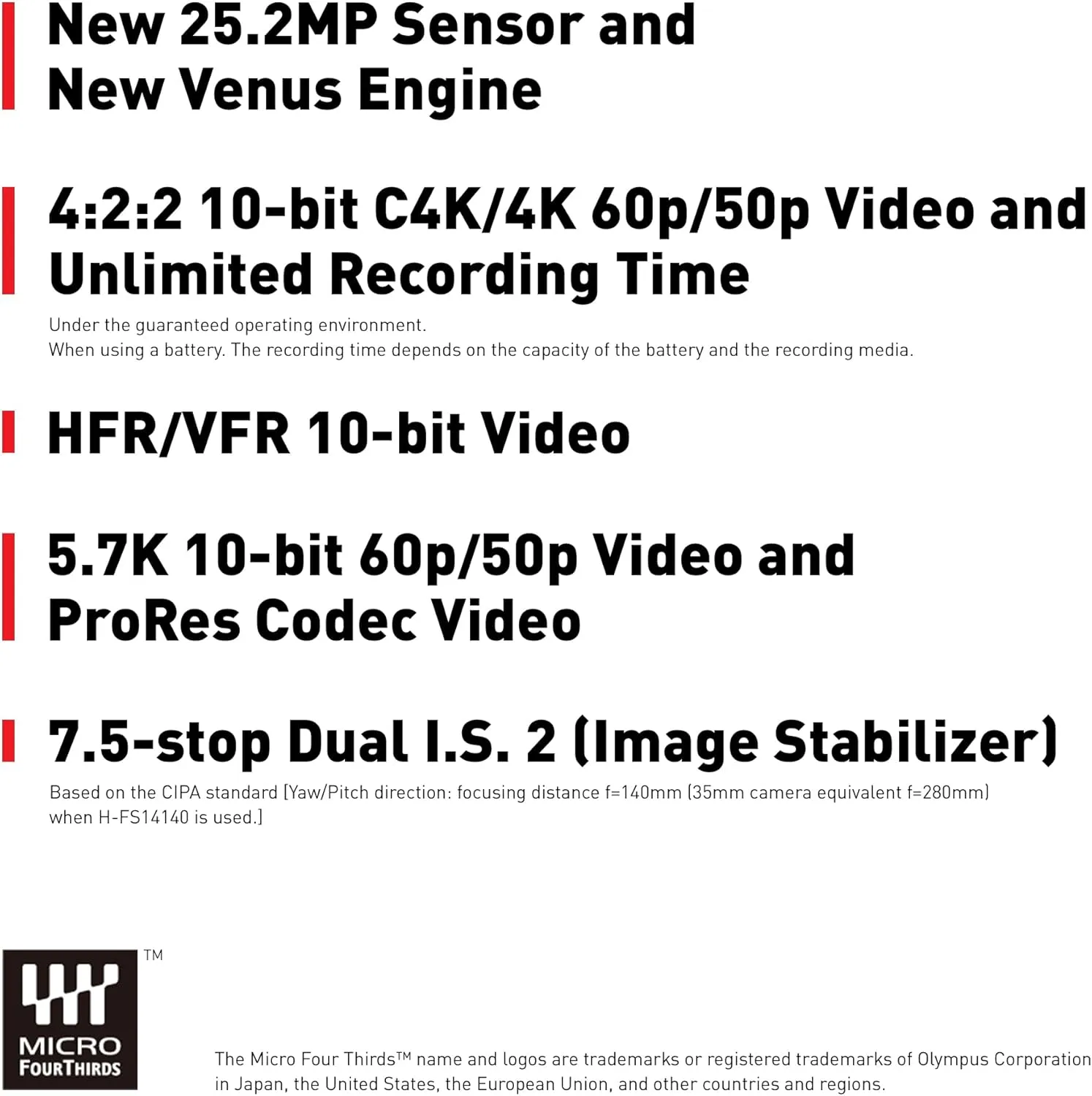 Panasonic LUMIX GH6, 25.2MP Mirrorless Micro Four Thirds Camera with Unlimited C4K/4K 4:2:2 10-bit Video Recording, 7.5-Stop 5-Axis Dual Image Stabilizer – DC-GH6BODY Black