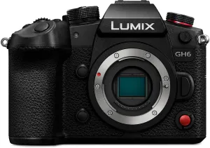 Panasonic LUMIX GH6, 25.2MP Mirrorless Micro Four Thirds Camera with Unlimited C4K/4K 4:2:2 10-bit Video Recording, 7.5-Stop 5-Axis Dual Image Stabilizer – DC-GH6BODY Black