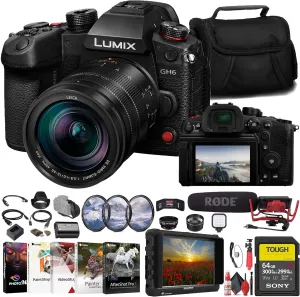 Panasonic Lumix GH6 Mirrorless Camera with 12-60mm f/2.8-4 Lens (DC-GH6LK)   4K Monitor   Rode VideoMic   Sony 64GB Tough SD Card   Filter Kit   Wide Angle Lens   Telephoto Lens   Lens Hood   More