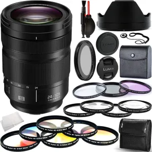 Panasonic Lumix S 24-105mm f/4 Macro O.I.S. Lens (White Box) with Advanced Accessory Bundle: Bundle Includes – 3pc Filter Kit(UV,CPL,FLD), 6pc Graduated Color Filter Kit, 4pc Macro Close-up Filter Kit
