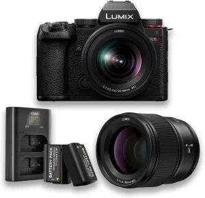 Panasonic LUMIX S5II Hybrid 24.2MP Full Frame Mirrorless Camera with 20-60mm Lens - 4K Video Recording Bundle with LUMIX S Series 85mm f/1.8 Mirrorless Lens and Camera Accessories (3 Items)