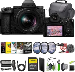 Panasonic LUMIX S5IIX Mirrorless Camera, 24.2MP Full Frame with Phase Hybrid AF, 20-60mm F3.5-5.6 Lens Bundle with 64Gb Memory Card   Camara Bag   Vlogging Tripod   Rode Microphone   More Accessories