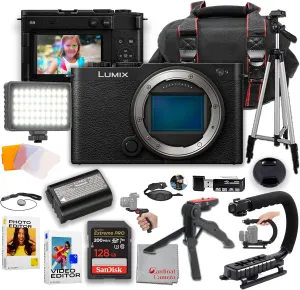 Panasonic Lumix S9 Mirrorless Camera (Body) | 24.2MP | LED Video Light, 128GB Memory Cards, U Grip, Tripod, Deluxe Case & More