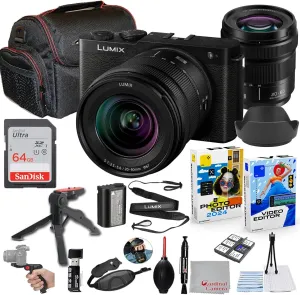 Panasonic Lumix S9 Mirrorless Camera (Jet Black) with 20-60mm Lens Bundle   Accessory Package Including 64GB Memory, Grip Tripod, Carry Bag, Editing Software Package & More (21 Items)