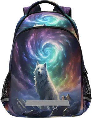 panksolu Howling Wolf Nebula Galaxy Space Backpacks Lightweight Laptop Backpack School Book Bag Travel Hiking Daypack for boys girl Kids