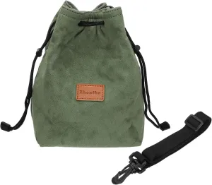 Patikil S Size Drawstring Lens Case Flannel Camera Handbag with Adjustable Shoulder Strap for DSLR Lens, Green