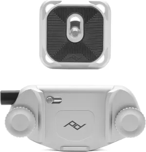 Peak Design Capture Camera Clip V3, Silver with Plate, Holds DSLR, Compact and Point and Shoot Bodies, Secure, Stable and Accessible, Attaches to Straps and Belts, Quick Release, 200 lb Capacity