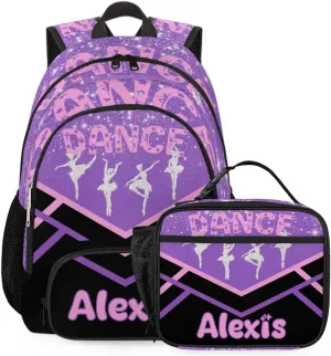 Personalized Ballet Dance Backpack with Name, Custom Dance Shoulder Bag for Travel Work Coral Pink Magenta Black