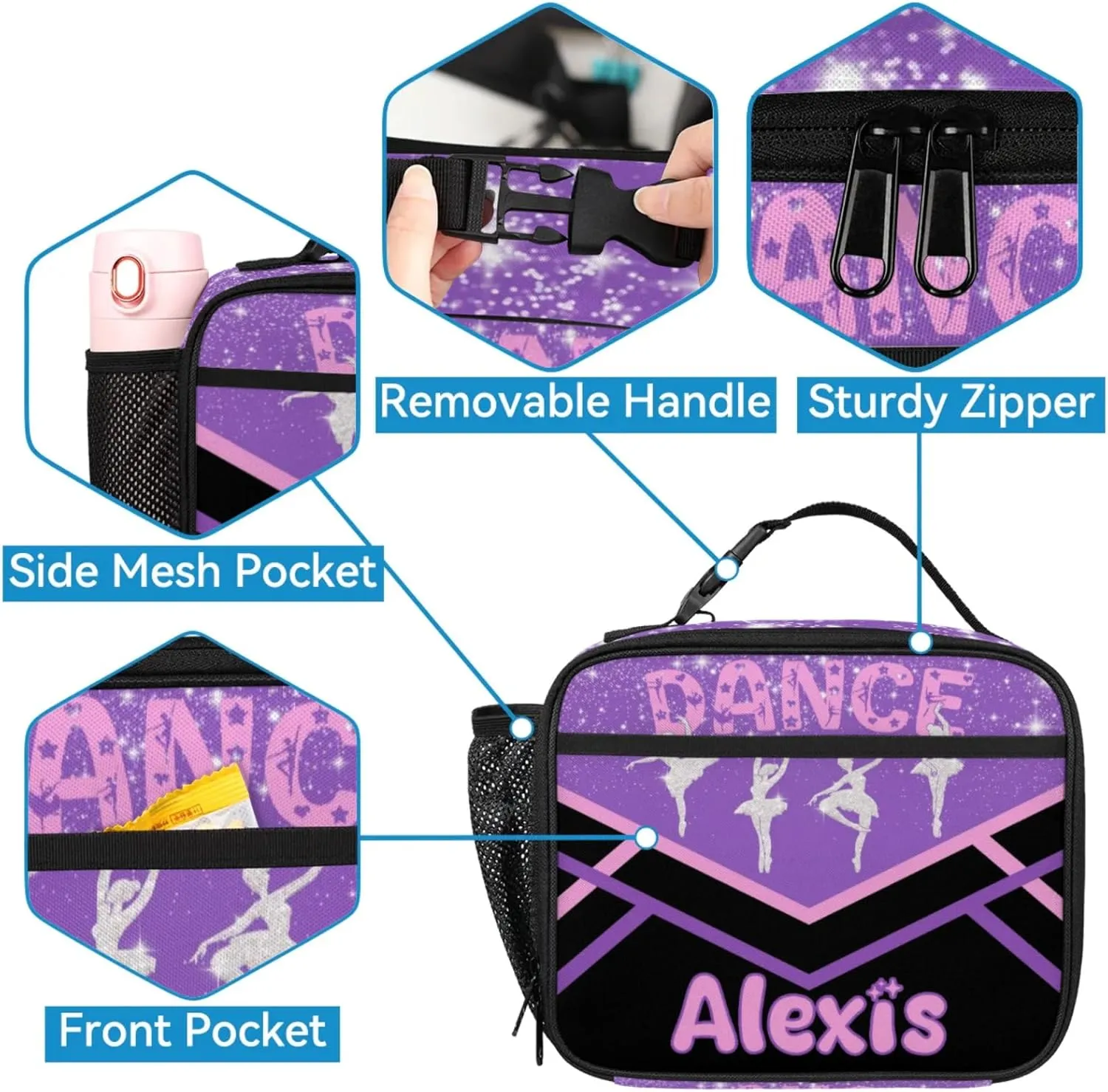 Personalized Ballet Dance Backpack with Name, Custom Dance Shoulder Bag for Travel Work Coral Pink Magenta Black