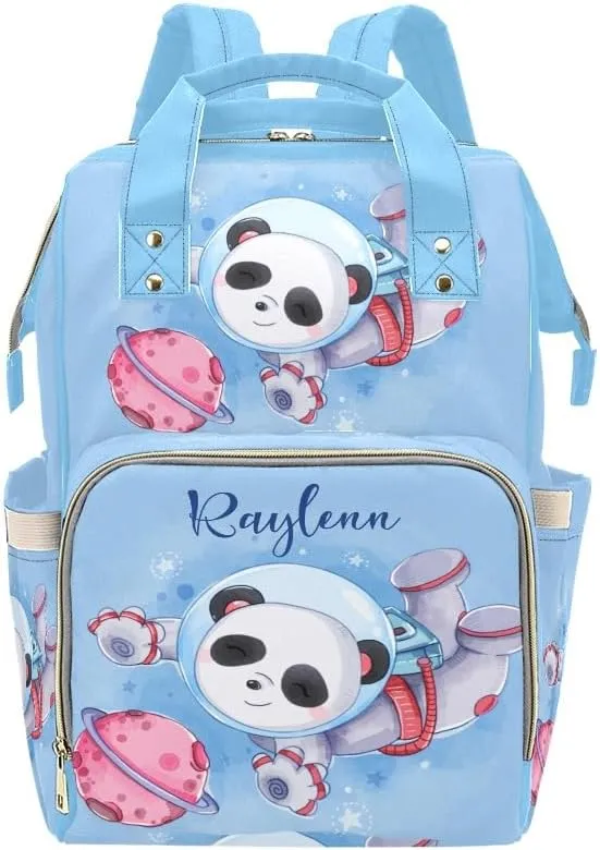Personalized Name Diaper Bag Backpack Astronaut Space Planet Panda Gift the Best: Spacious Waterproof Nappy Bag for Men and Women
