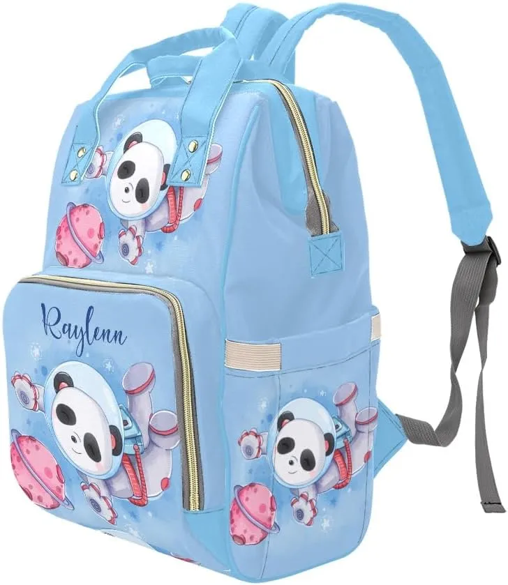 Personalized Name Diaper Bag Backpack Astronaut Space Planet Panda Gift the Best: Spacious Waterproof Nappy Bag for Men and Women