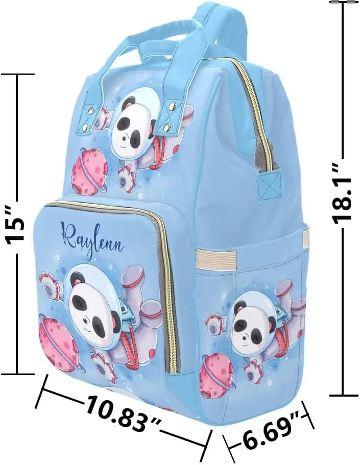 Personalized Name Diaper Bag Backpack Astronaut Space Planet Panda Gift the Best: Spacious Waterproof Nappy Bag for Men and Women