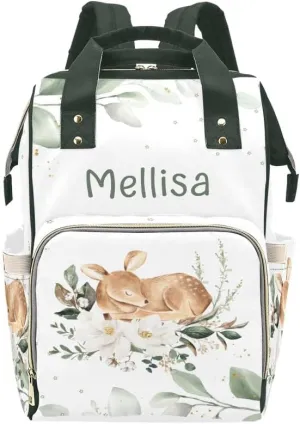 Personalized Name Diaper Bag Backpack Forest Animal Bear Deer Multifunction Travel Backpack Nappy Bag Daypack for Mom Dad Boy Girl
