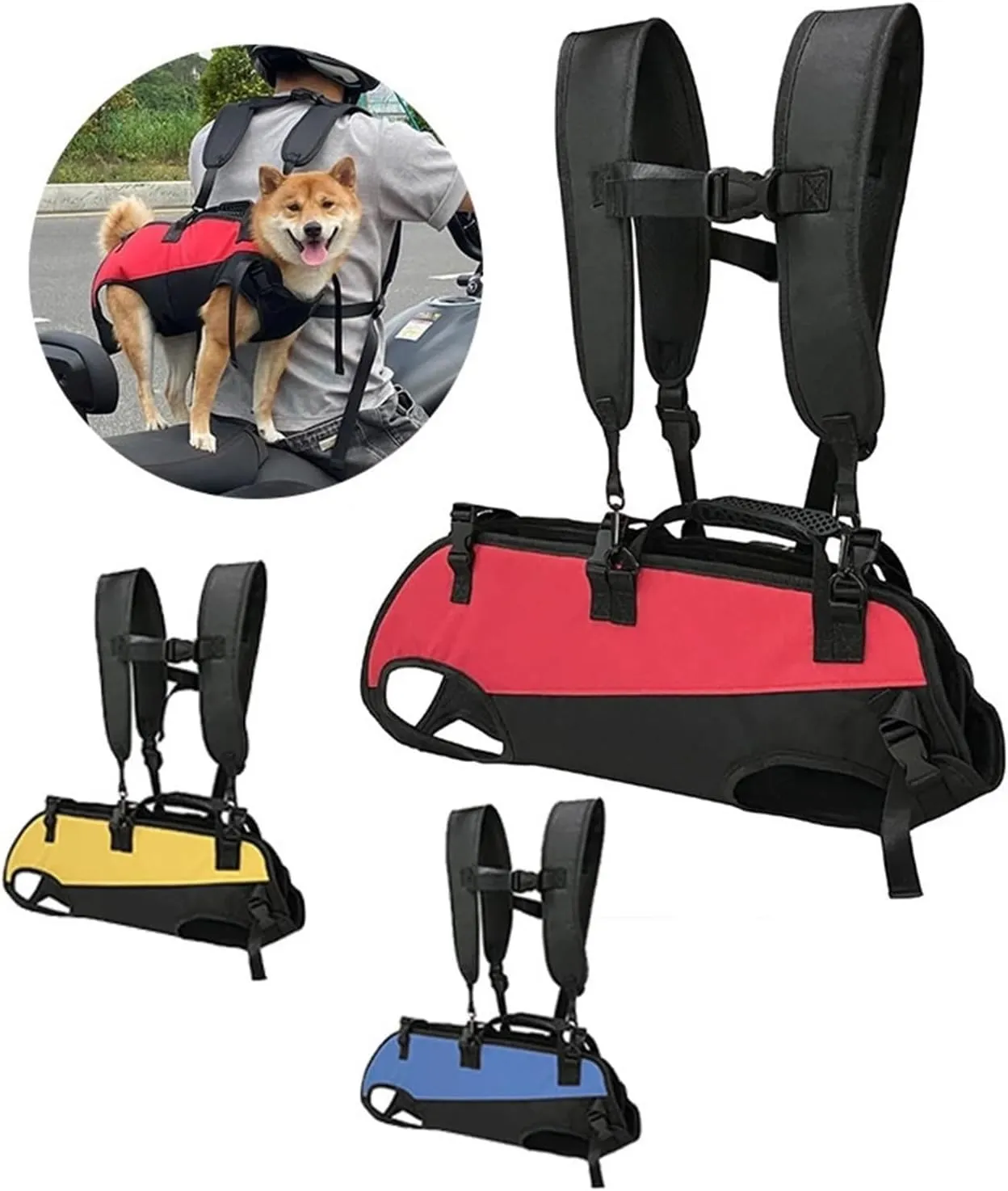 Pet Cat Dog Double Shoulder Horizontal Hugging Backpack Outdoor Breathable Convenient Four Legs Carrying Bag Pet Products(Blue,Medium)