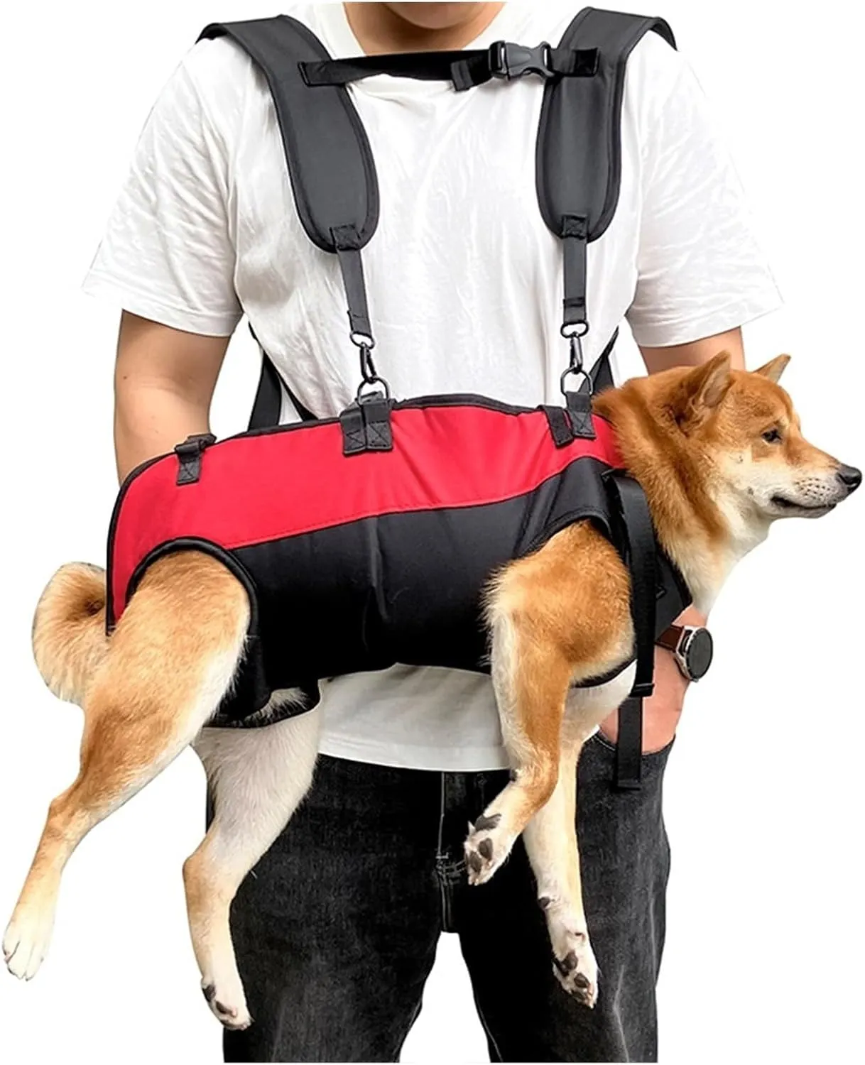 Pet Cat Dog Double Shoulder Horizontal Hugging Backpack Outdoor Breathable Convenient Four Legs Carrying Bag Pet Products(Blue,Medium)