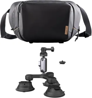 PGYTECH CapLock Triple Suction Mount OneGo Solo V2 Camera Sling Bag, 6L Camera Chest Bag Crossbody Fanny Pack for Urban Travel Photographers, Small Camera Bag for Sony/Canon/Nikon/Mirrorless Camera