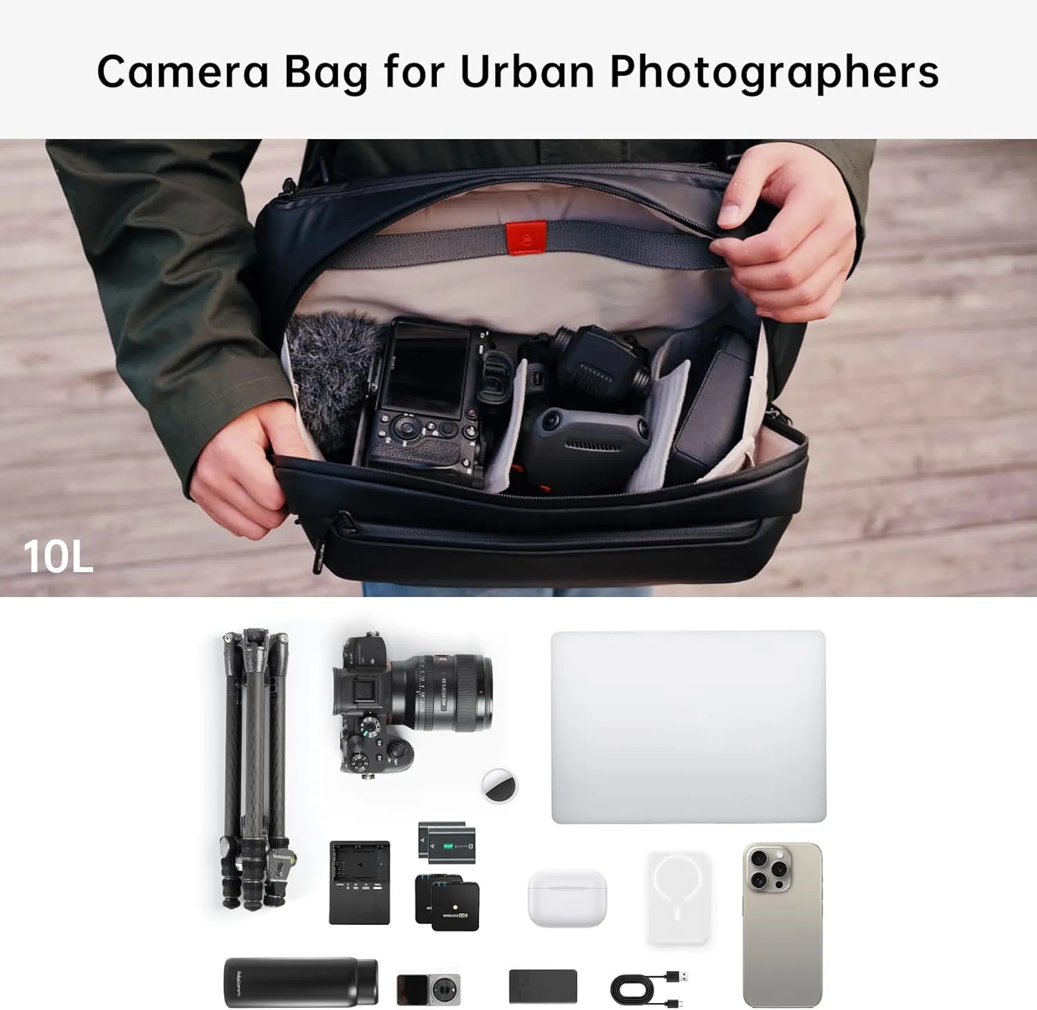 PGYTECH OneGo Solo V2 Camera Sling Bag, 10L Crossbody Camera Bag for Urban Travel Photographers, Mirrorless Camera Bag for Sony/Canon/Nikon/DJI Mavic/Air/Mini/Tripod/Laptop, Green