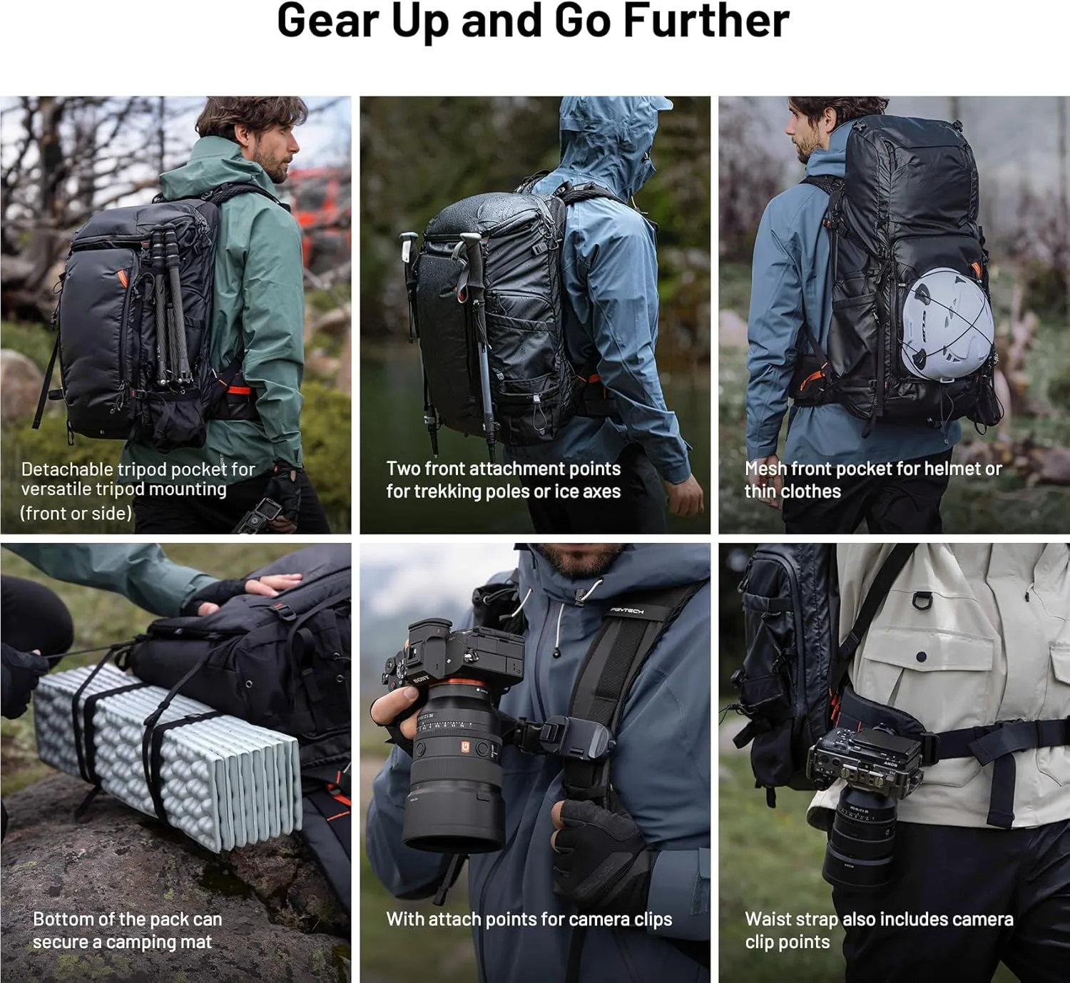 PGYTECH OnePro Flex Backpack 30L Camera Insert Bag M, Fits DSLR/SLR/Mirrorless Cameras/Lenses and Other Gear, Lightweight Outdoor Hiking Bundle for Photography, Travel Bag with Laptop Compartment