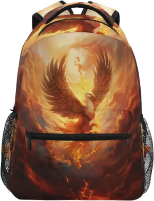 Phoenix Fire Flame Backpack 3rd 4th 5th Grade School Bookbag Travel Laptop Daypack Bag Purse for Boys Girls Teens