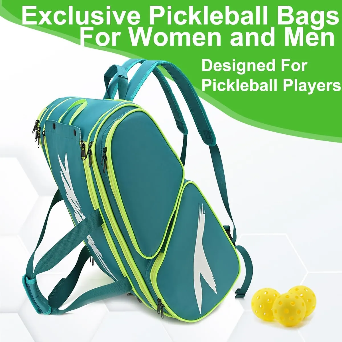 Pickleball Bag - Large Paddle Bag for 4 Paddles & Accessories - Fence Hook, Extra Pockets, Shoe Compartment