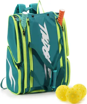 Pickleball Bag - Large Paddle Bag for 4 Paddles & Accessories - Fence Hook, Extra Pockets, Shoe Compartment