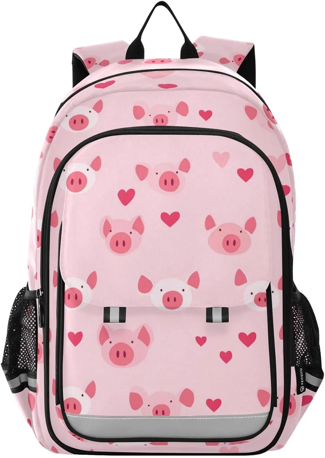 Pig Nose Love Backpack for Boys Girls Elementary School Bag Kids Bookbag Travel Rucksack With Reflective Stripes