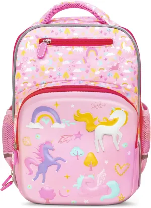 pink large capacity waterproof ergonomic kids unicorn travel backpack ，for school girls 6-12,16.5 inches