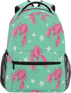 Pink Lobsters Starfish Laptop Backpack for Men & Women Lightweight Travel Daypack Waterproof College Bag for 15.6" Notebook