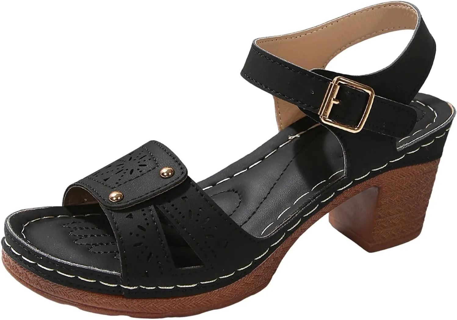 Platform Sandals for Women Dressy Arch Support Ankle Strap Wedge Sandals Comfortable Orthopedic Sandal Casual Hollow Out Open Toe Breathable Shoes with Adjustable Strappy Beach Walking Shoes
