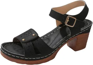 Platform Sandals for Women Dressy Arch Support Ankle Strap Wedge Sandals Comfortable Orthopedic Sandal Casual Hollow Out Open Toe Breathable Shoes with Adjustable Strappy Beach Walking Shoes