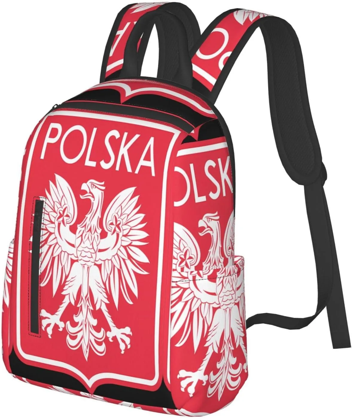 Polish Flag Poland Polska Eagle Travel Backpacks Casual Laptop Backpack Sport Rucksack Large Capacity Daypack Multi-Pockets Adjustable Strap Bag for Working Hiking