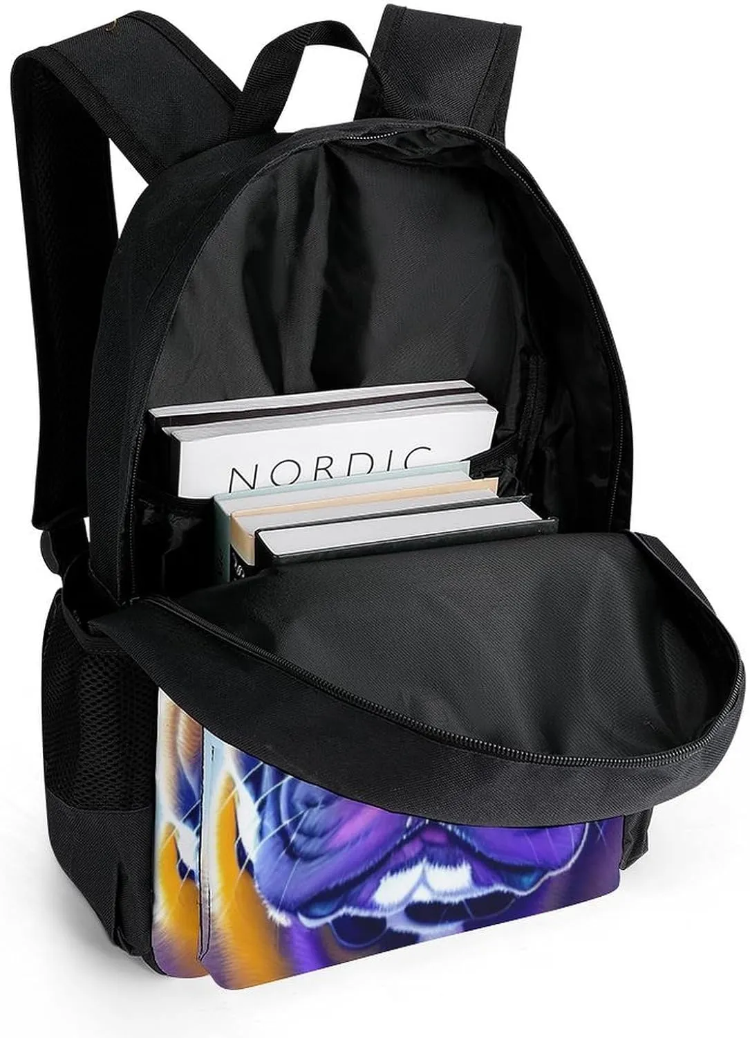 Polyester Daypack Backpack for Trekking Picnic Walking Cycling - Large Capacity Anti-Theft Multipurpose Shoulder Bag, French Bulldog Art Casual Daypack