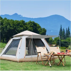 Pop Up Festival Tent 4 People Double Doors and Four Windows,Waterproof Pop Up Festival Tent Stable and Practical Basic Tent for Family,Outdoor,Hiking and Mountaineering