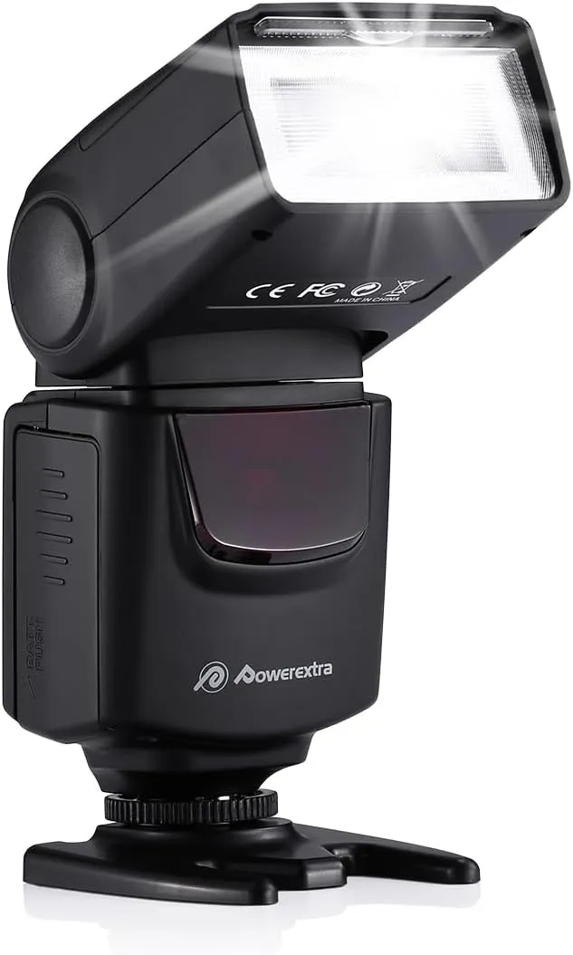 Powerextra Professional DF-400 Speedlite Camera Flash for Canon Nikon Pentax Samsung Fujifilm Olympus Panasonic Sigma Minolta Leica Ricoh DSLR Cameras and Digital Cameras with Single-Contact Hotshoe