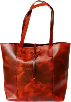 Premium Red Leather Tote Bag - Stylish Women's Handbag with Spacious Interior, Comfortable Shoulder Straps, and Timeless Design - Perfect for Work, Travel, and Everyday Use - Leather Fashion Accessory