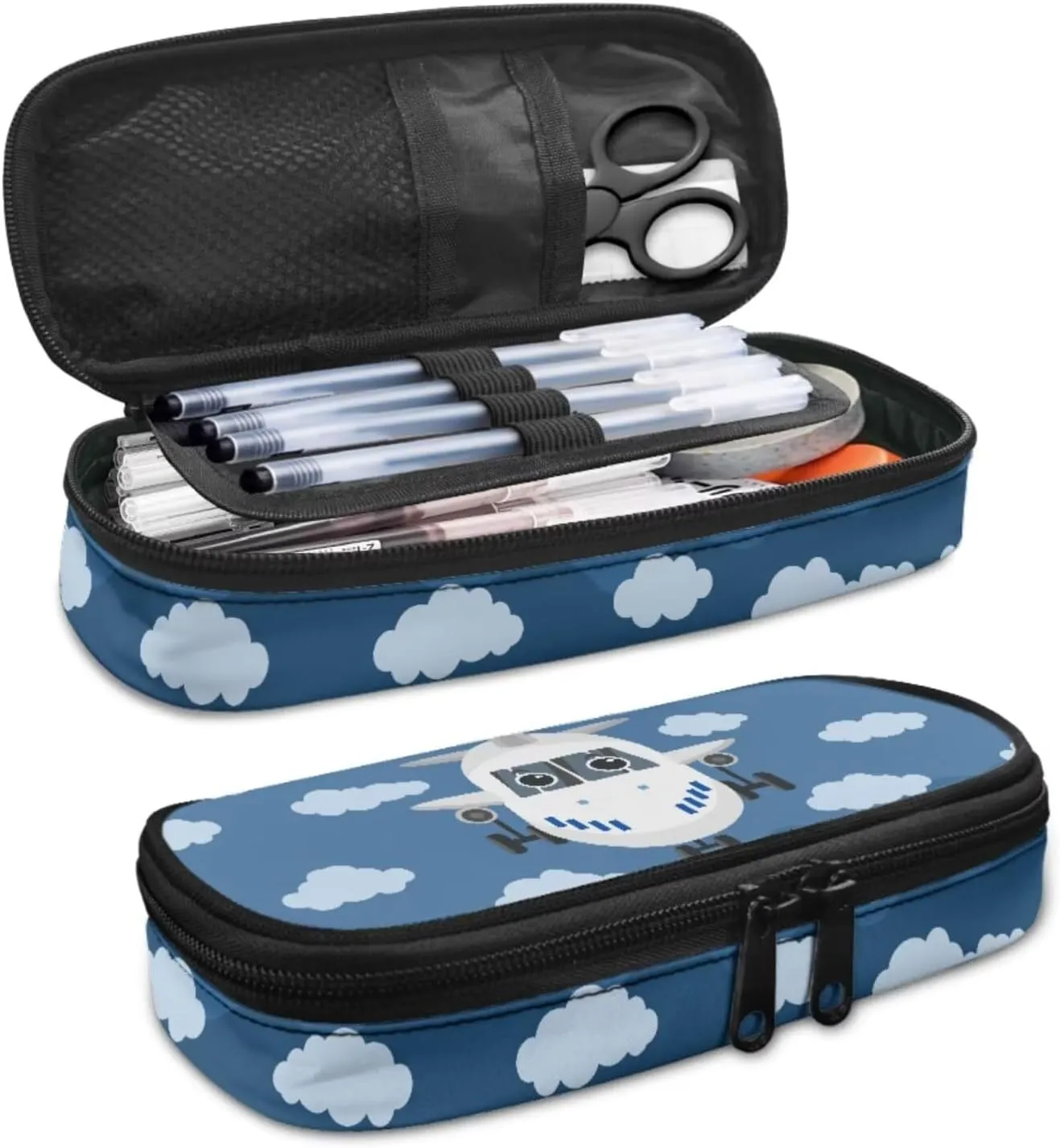 Preschool Backpack and Lunch Box Set Cartoon Aircraft Kids Backpack Boys 3st Grade, Boys School Bags Teen Bookbags Set School Backpack with Lunch Box and Pencil Case