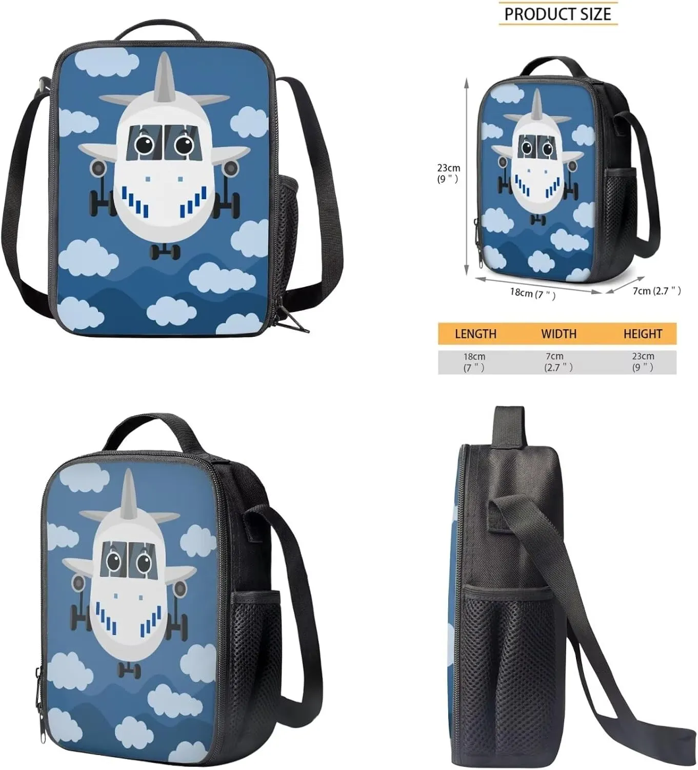 Preschool Backpack and Lunch Box Set Cartoon Aircraft Kids Backpack Boys 3st Grade, Boys School Bags Teen Bookbags Set School Backpack with Lunch Box and Pencil Case