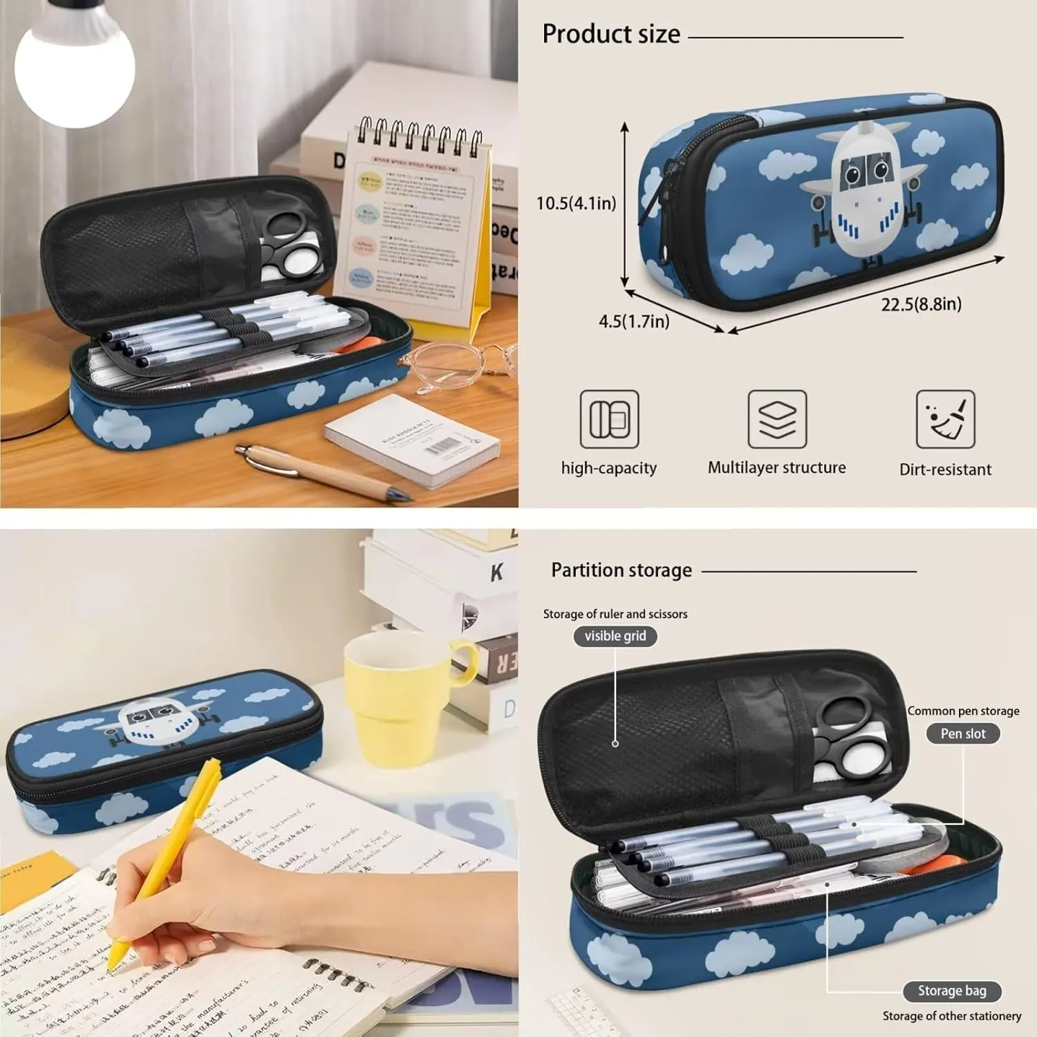 Preschool Backpack and Lunch Box Set Cartoon Aircraft Kids Backpack Boys 3st Grade, Boys School Bags Teen Bookbags Set School Backpack with Lunch Box and Pencil Case
