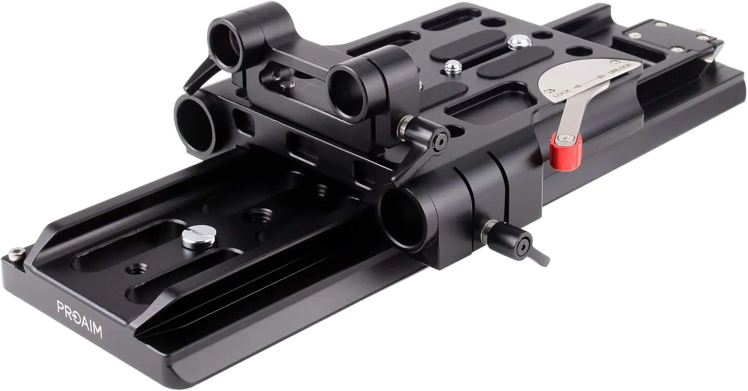 PROAIM Camera Base Plate with 15mm-19mm Rods. Quick Release Plate with Standard Dovetail Plate for DSLR Video Camcorder Camera. (CH-DTPQ-01)