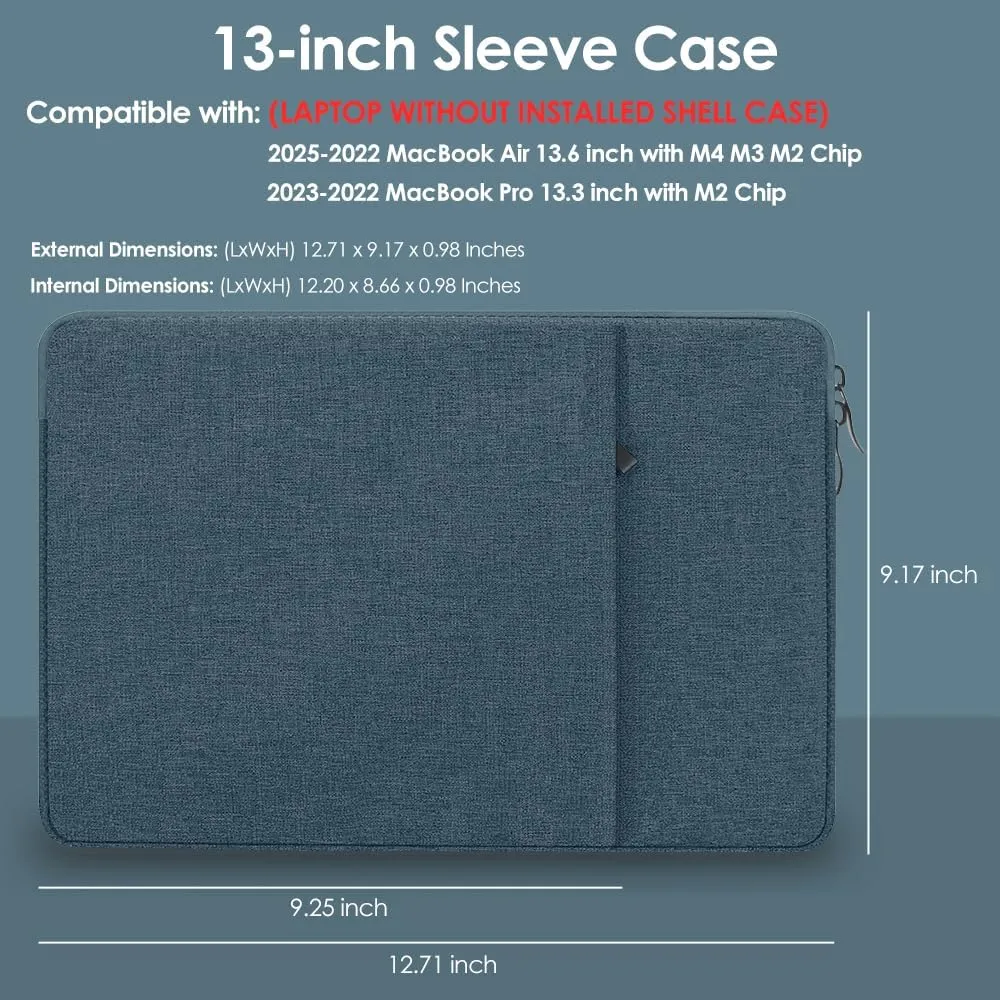 ProElife 13-Inch Laptop Sleeve Case for 2024-2022 MacBook Air 13.6 inch with Apple M3 M2 Chip & 2022 MacBook Pro 13.3'' M2 Chip Accessory Traveling Carrying Canvas Bag Cover Simple Case (Navy Blue)