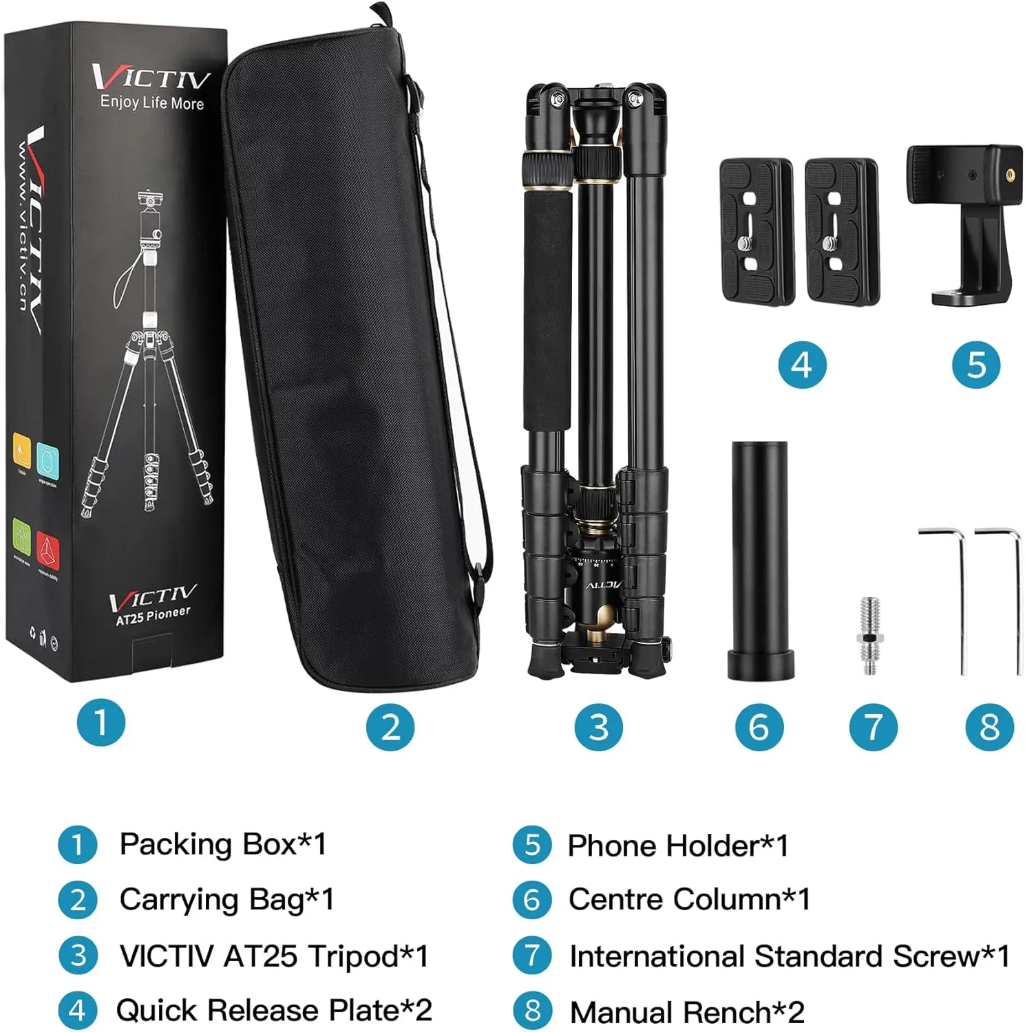Professional DSLR Tripod for Photography - Tall, Lightweight & Heavy Duty - Spotting Scopes, Telescope & Binoculars - Compact Complete Tripod Unit