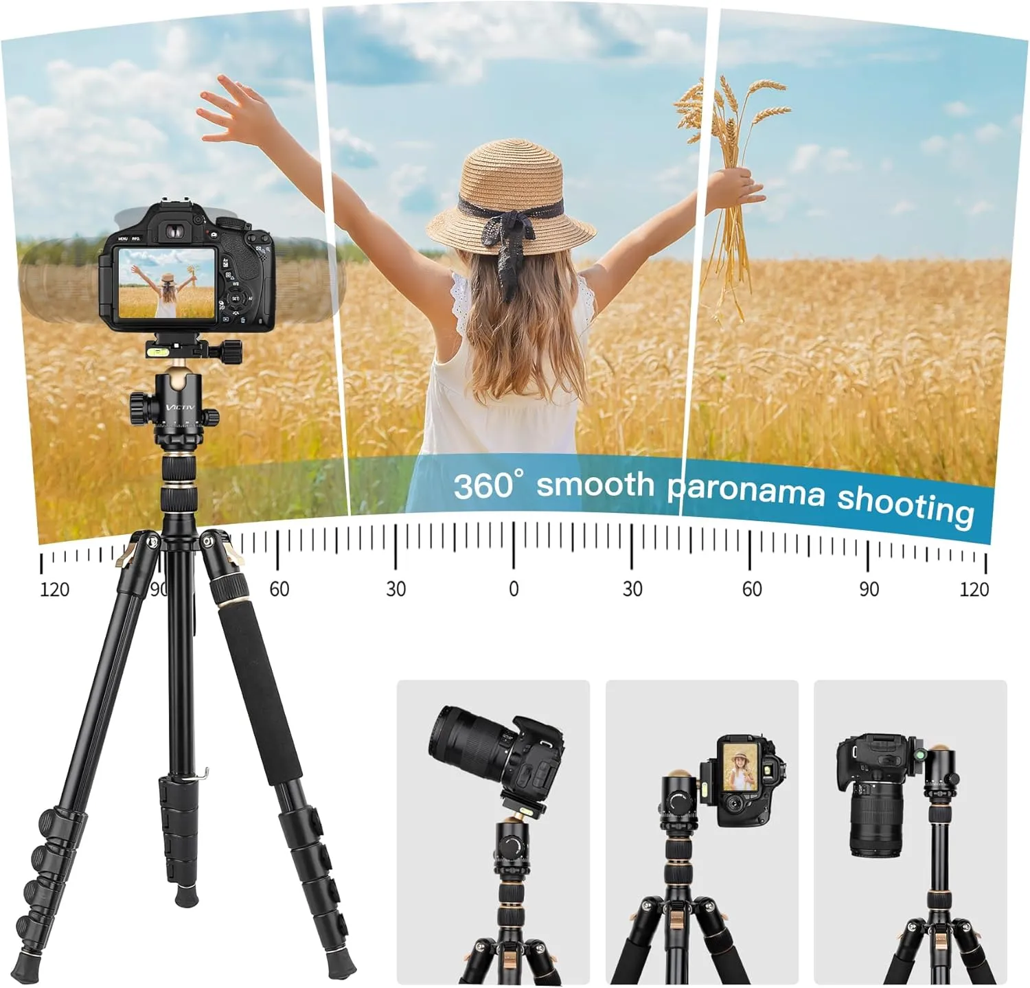 Professional DSLR Tripod for Photography - Tall, Lightweight & Heavy Duty - Spotting Scopes, Telescope & Binoculars - Compact Complete Tripod Unit