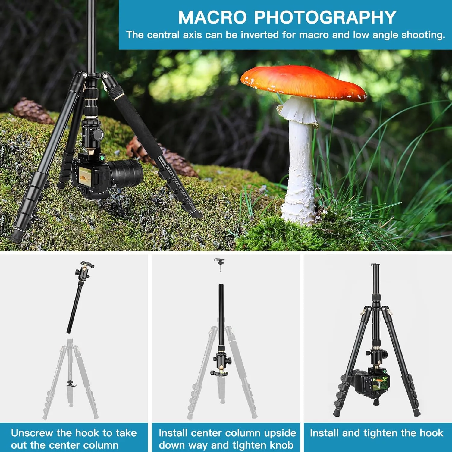 Professional DSLR Tripod for Photography - Tall, Lightweight & Heavy Duty - Spotting Scopes, Telescope & Binoculars - Compact Complete Tripod Unit