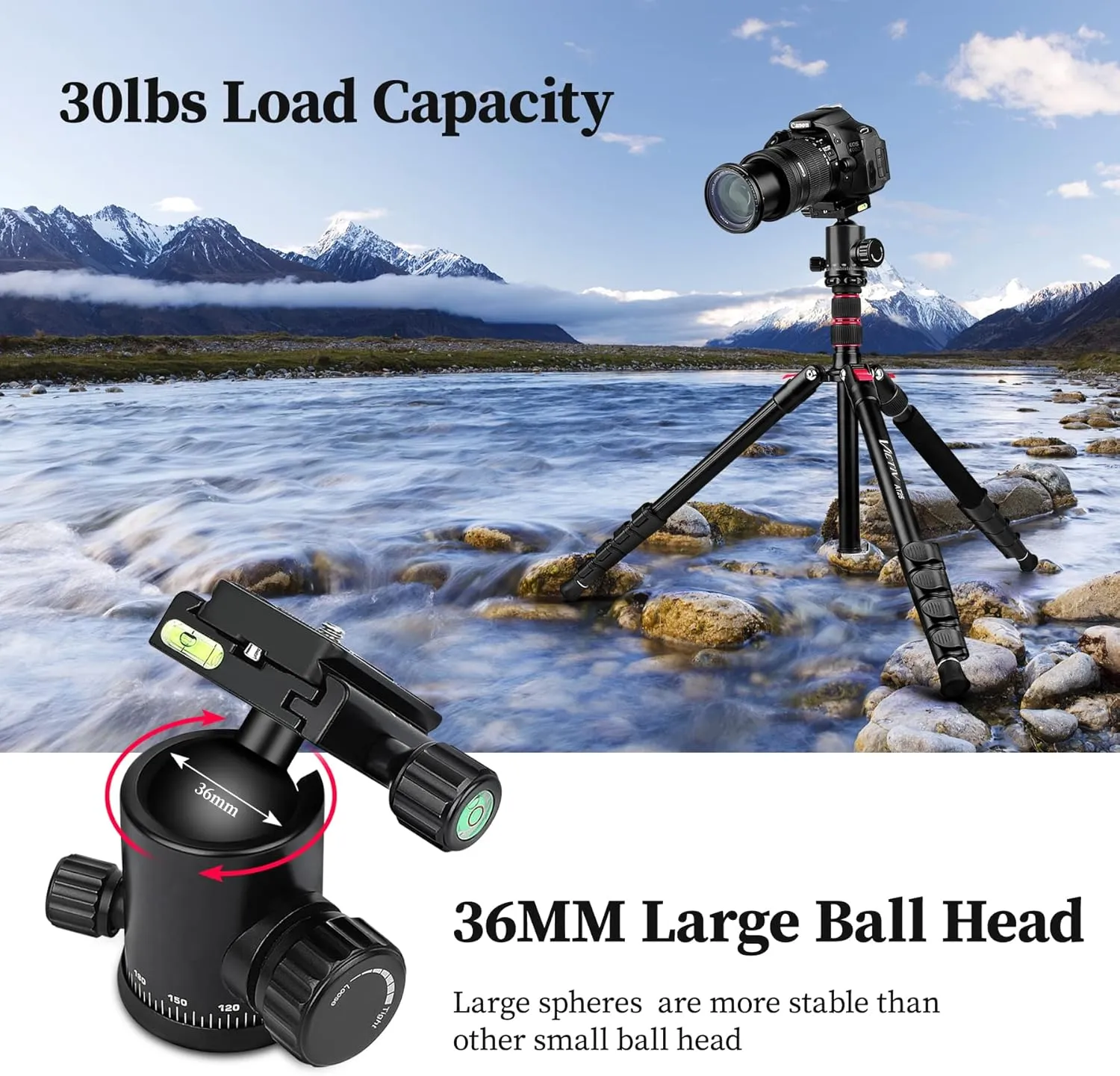 Professional Tripod for Camera, Victiv 81 inch Aluminium Compact Travel Camera Tripod Monopod Heavy Duty with Phone Mount, Compatible with Canon Nikon Sony