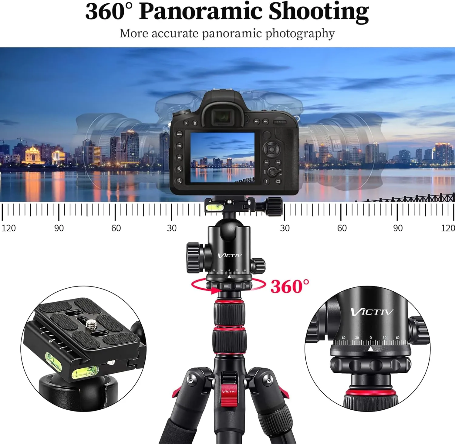 Professional Tripod for Camera, Victiv 81 inch Aluminium Compact Travel Camera Tripod Monopod Heavy Duty with Phone Mount, Compatible with Canon Nikon Sony