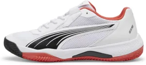 PUMA Men's Nova Court Pickleball Shoes, White-Black-Active Red, 9.5