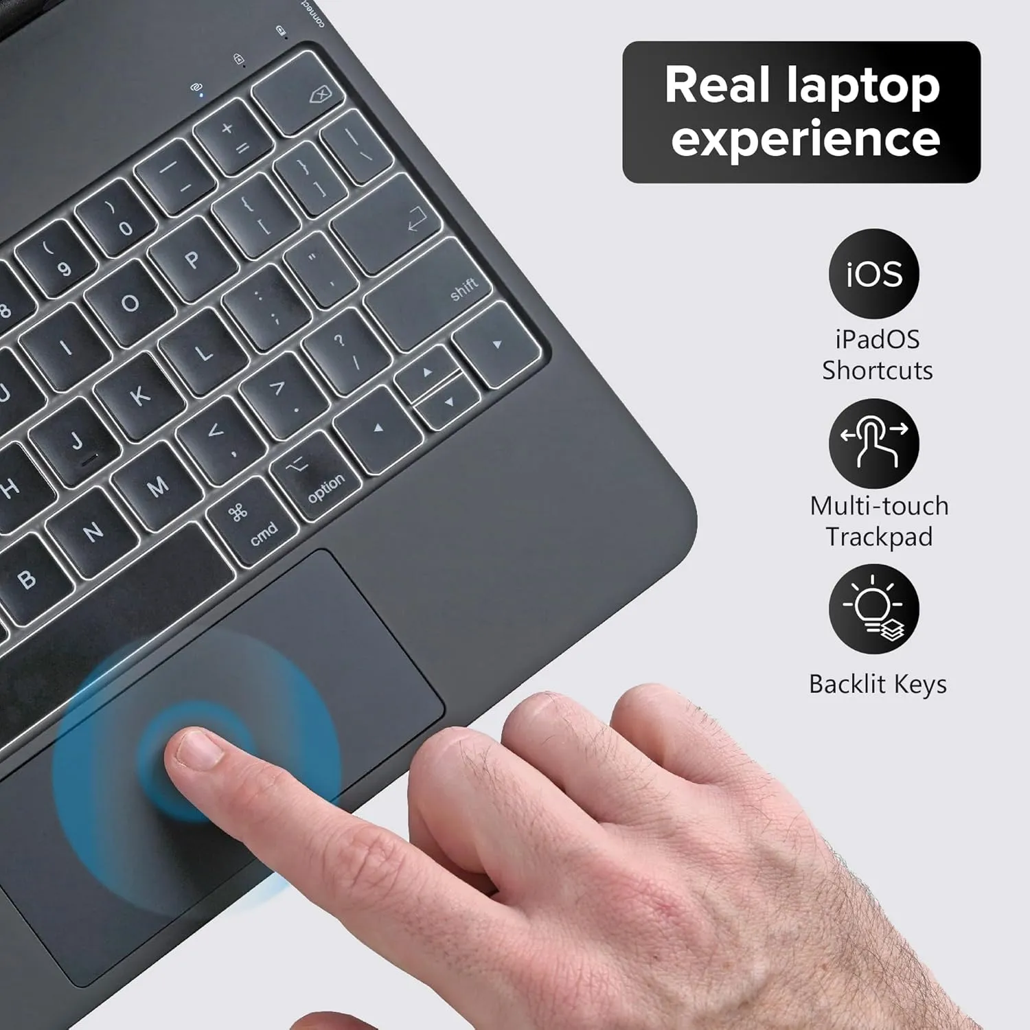 QUARK Keyboard Case for iPad 11th (A16, 2025) & 10th Gen 2022, Magic Keyboard Case for iPad 10.9-inch with Floating Cantilever Stand, Multi-Touch Trackpad, Backlit Keys, Black