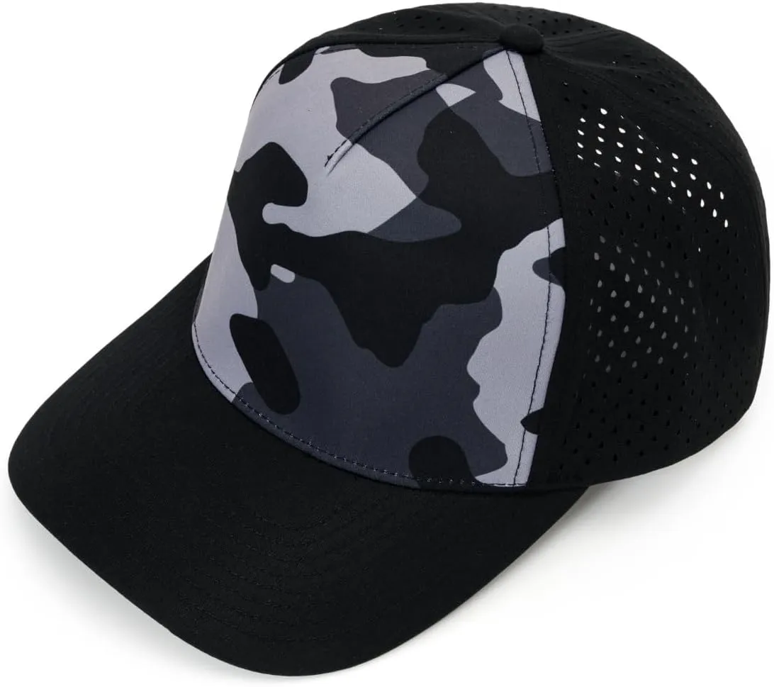 Quick-Dry Snapback Hats, 5-Panel Water-Resistant Mesh Baseball Caps for Men & Women, Golf, Running or Workouts